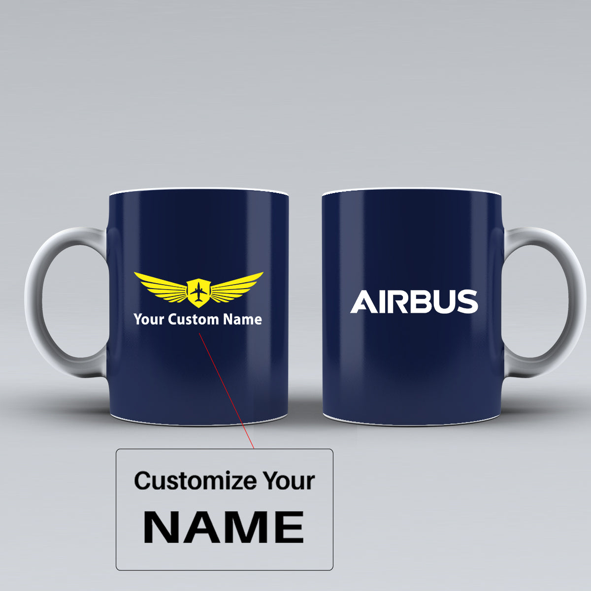 Airbus & Text Designed Ceramic White Mugs