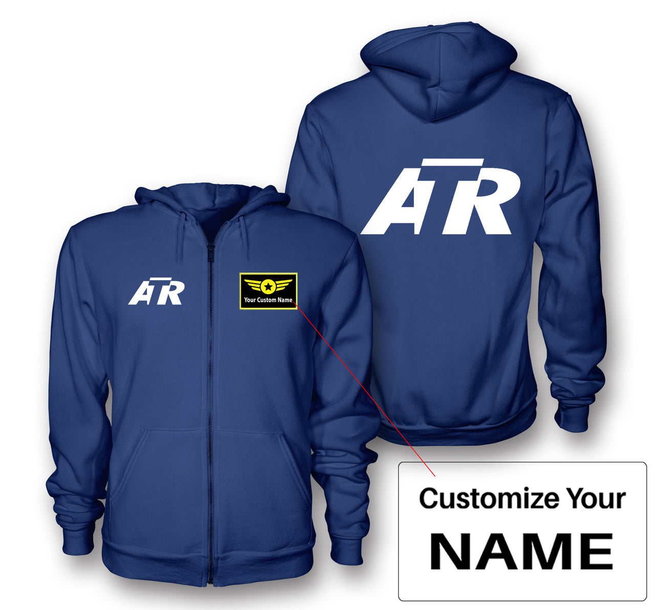 ATR & Text Designed Zipped Hoodies
