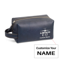 Thumbnail for GlobeMaster C-17 & Plane Designed Leather Clutch Toiletry Bag