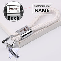 Thumbnail for Airbus A319 & Text Designed Leather Car Key Chains