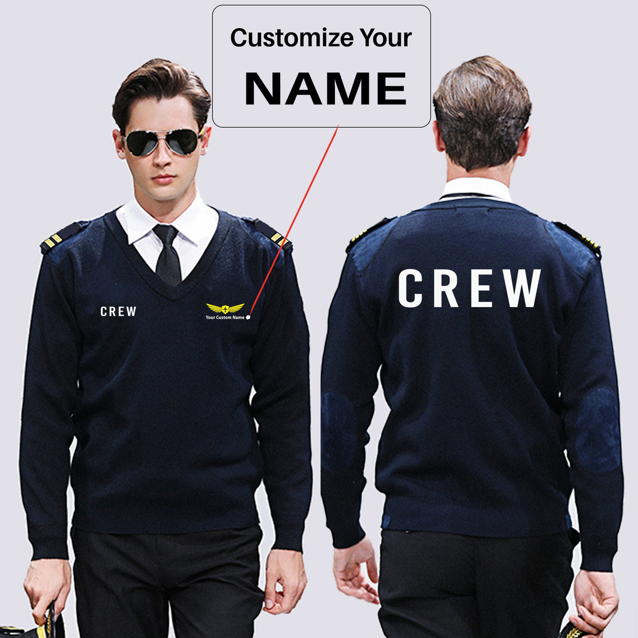 CREW & Text Designed Wool Pilot Sweaters