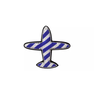 Colourful Airplanes Shaped Blue Embroidery aviation-themed brooch, polished alloy.