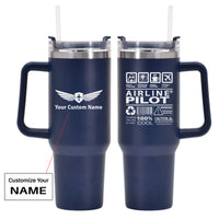 Thumbnail for Airline Pilot Label Designed 40oz Stainless Steel Car Mug With Holder