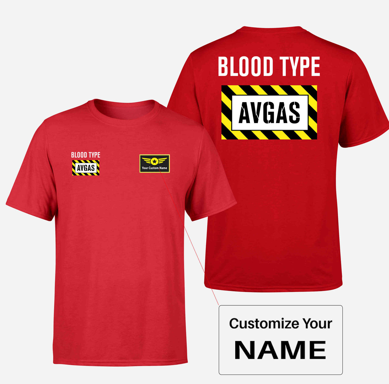 Blood Type AVGAS Double-Side T-Shirts