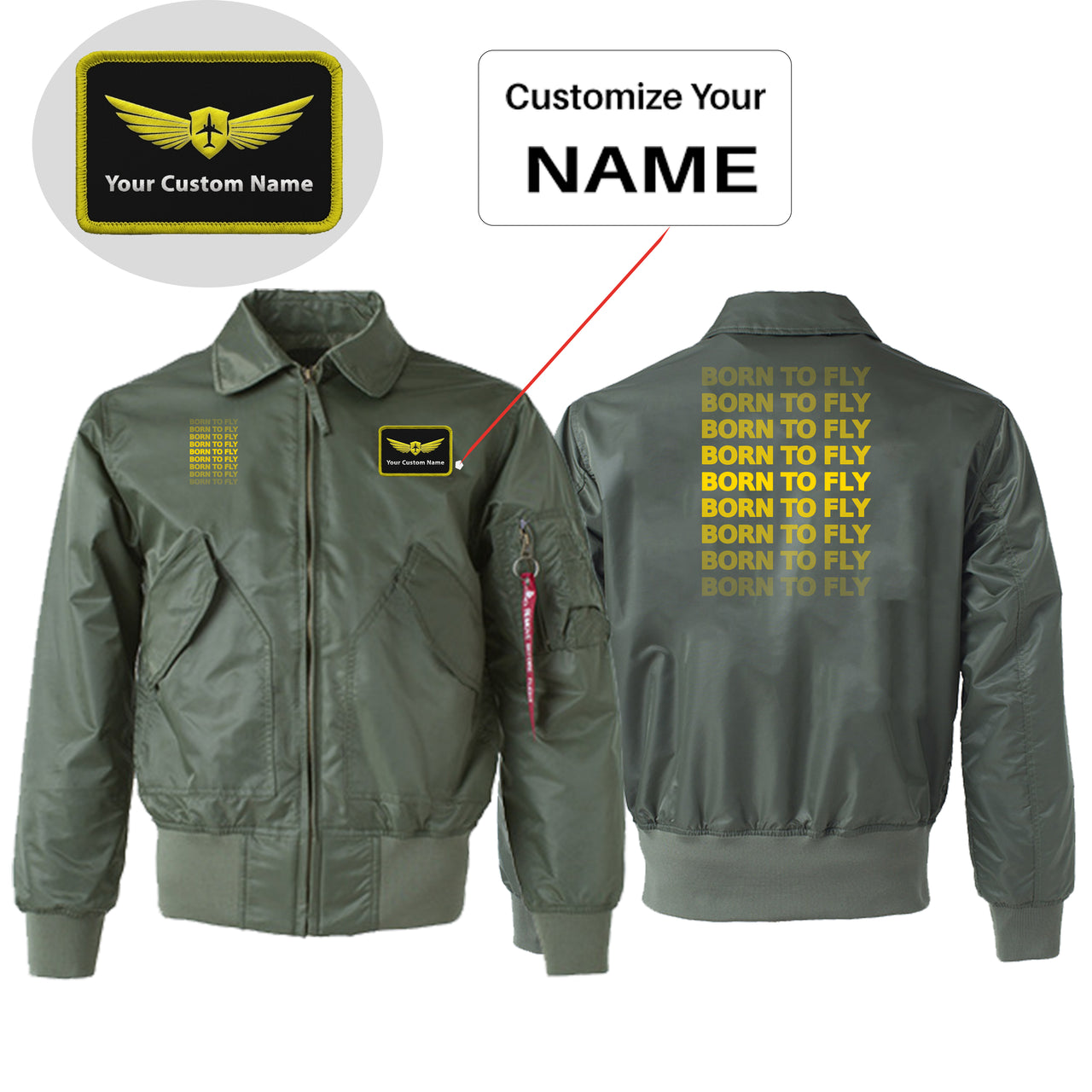 Born To Fly Opacity Designed Embroidered Patch Attachable Jackets
