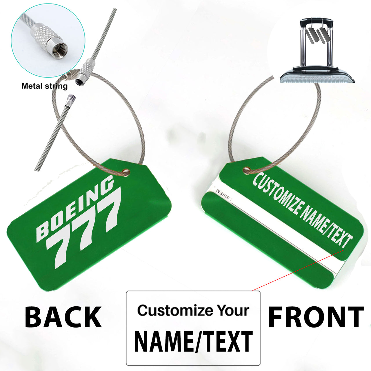 Boeing 777 & Text Designed Fashion Metal Luggage Tags