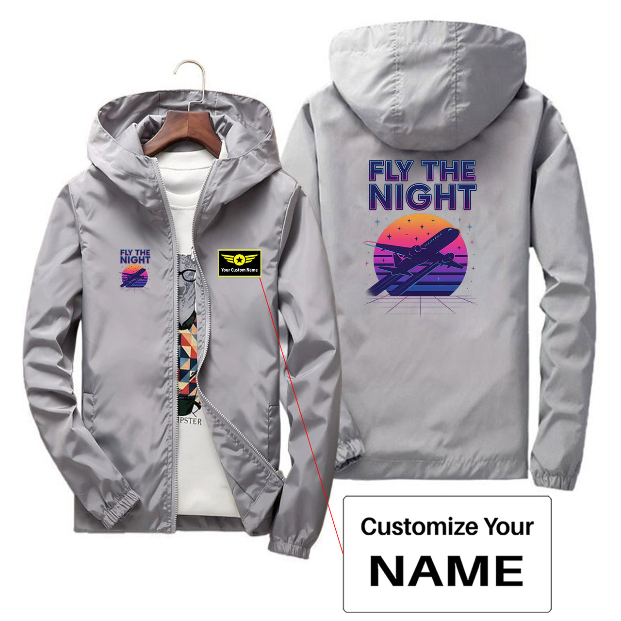 Fly The Night Designed Thin Windbreaker Jackets