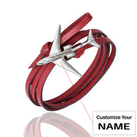Thumbnail for (Edition 3) - Special Leather Rope Designed Airplane Bracelets Silver  (Adjustable)