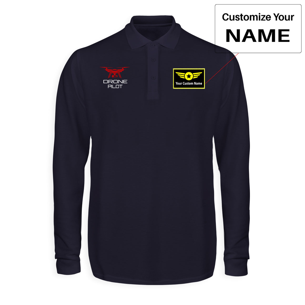 Drone Pilot Designed Long Sleeve Polo T-Shirts