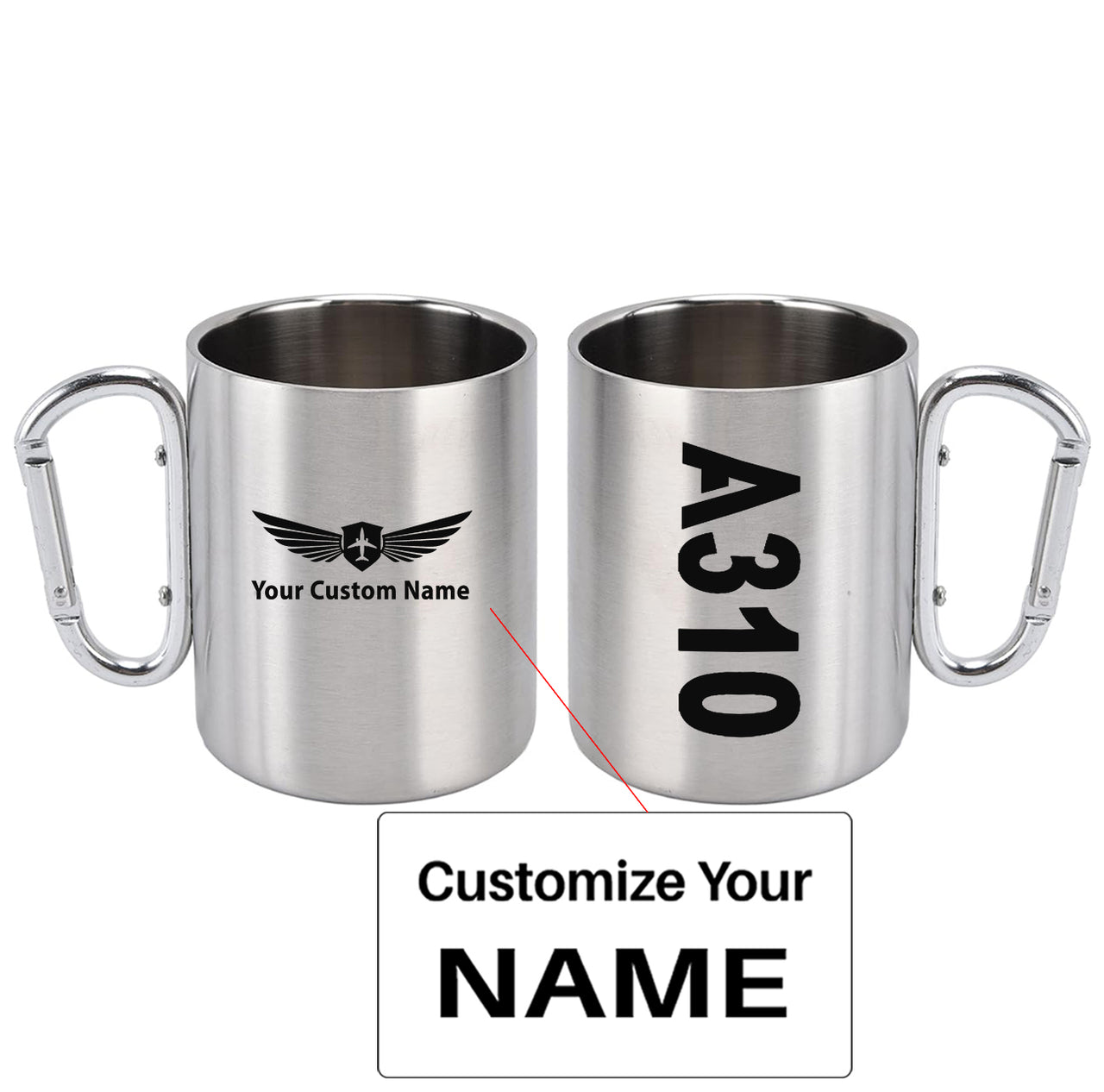 A310 Text Designed Stainless Steel Outdoors Mugs