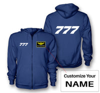 Thumbnail for 777 Flat Text Designed Zipped Hoodies