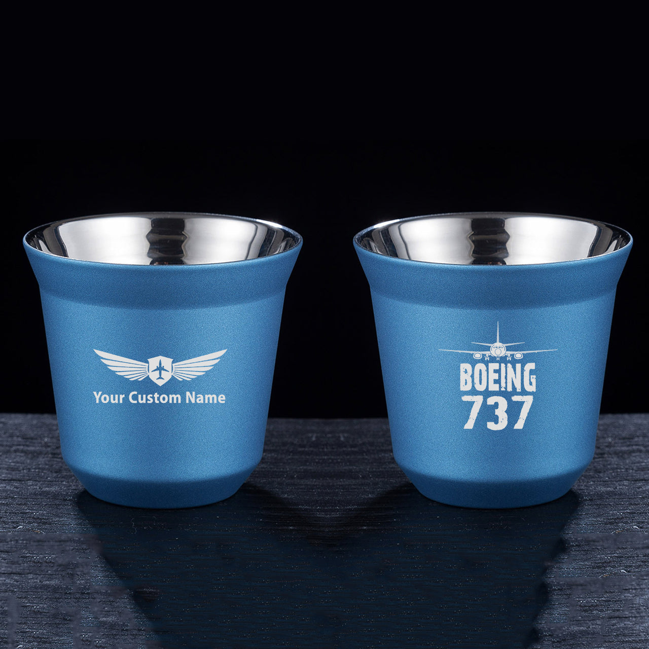 Boeing 737 & Plane Designed Double Wall Stainless Steel Coffee Mugs