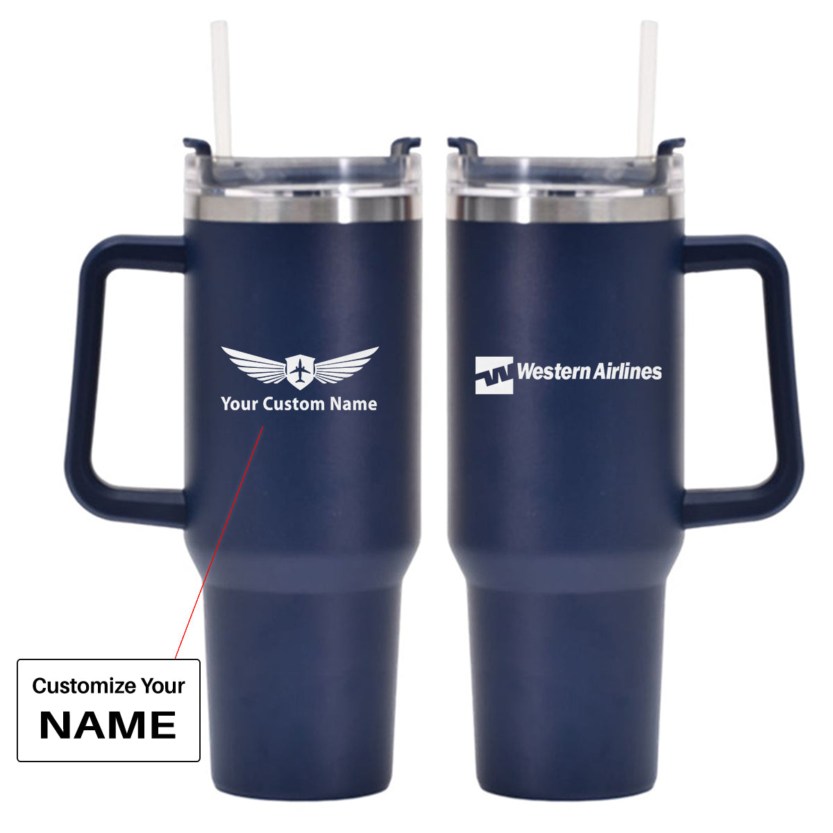 Western Airlines 40oz Stainless Steel Car Mug With Holder