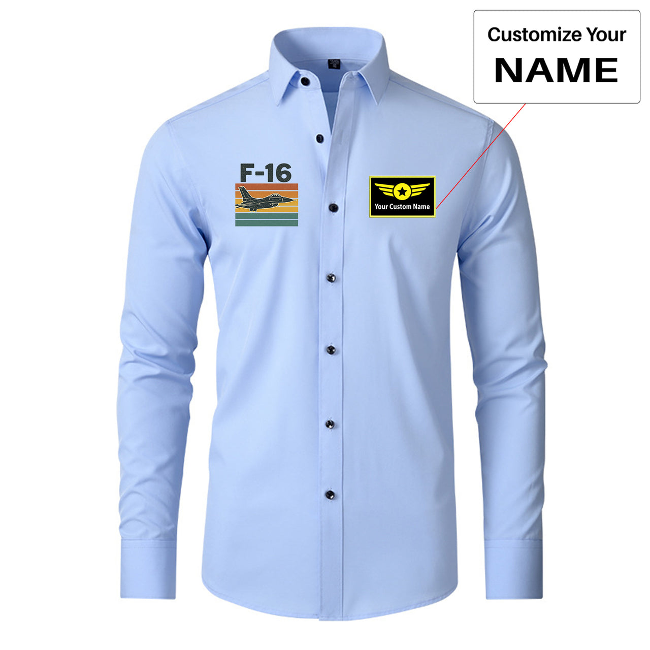 Retro Fighter Jet F16 Designed Long Sleeve Shirts