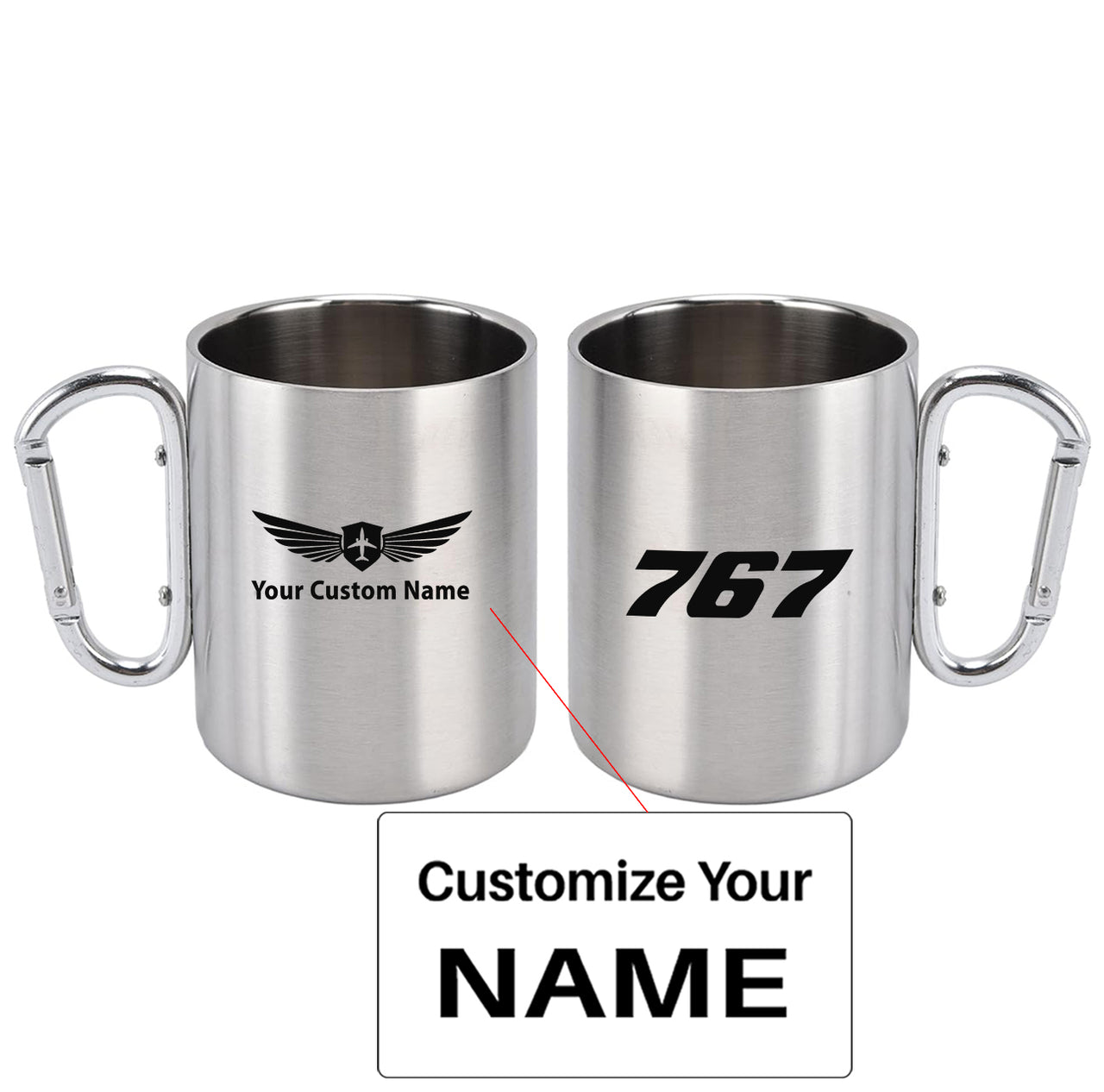 767 Flat Text Designed Stainless Steel Outdoors Mugs