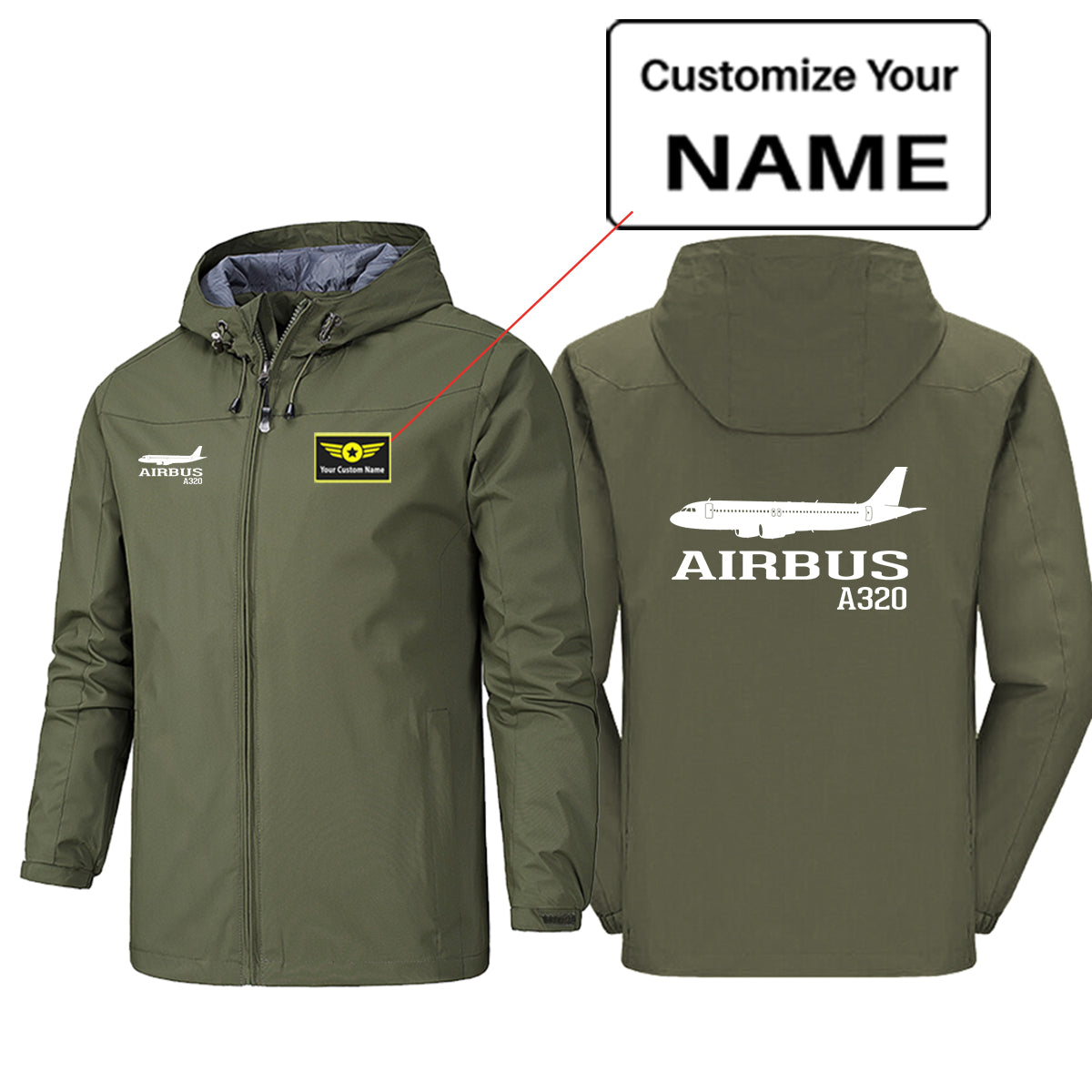 Airbus A320 Printed Designed Rain Jackets & Windbreakers