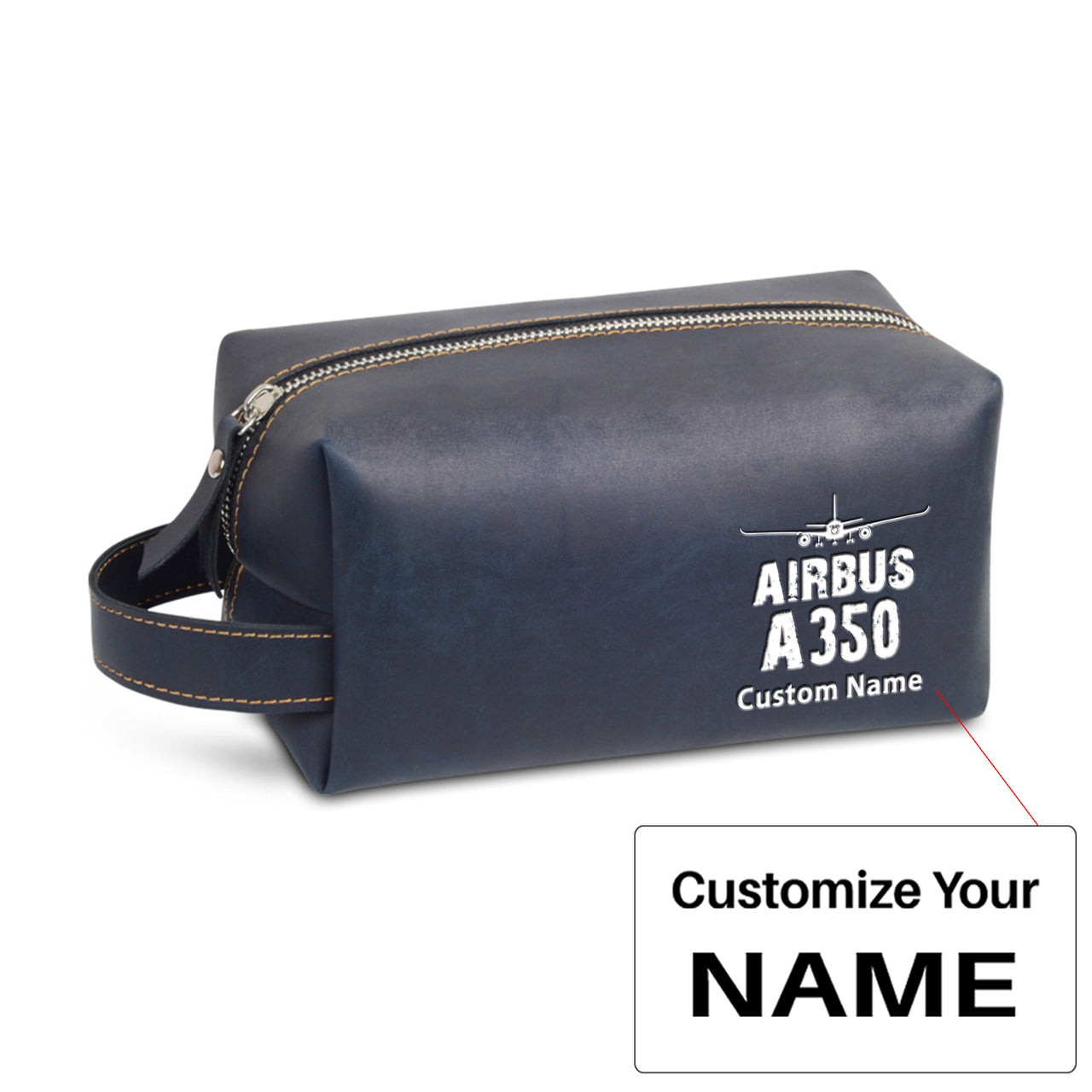 Airbus A350 & Plane Designed Leather Clutch Toiletry Bag