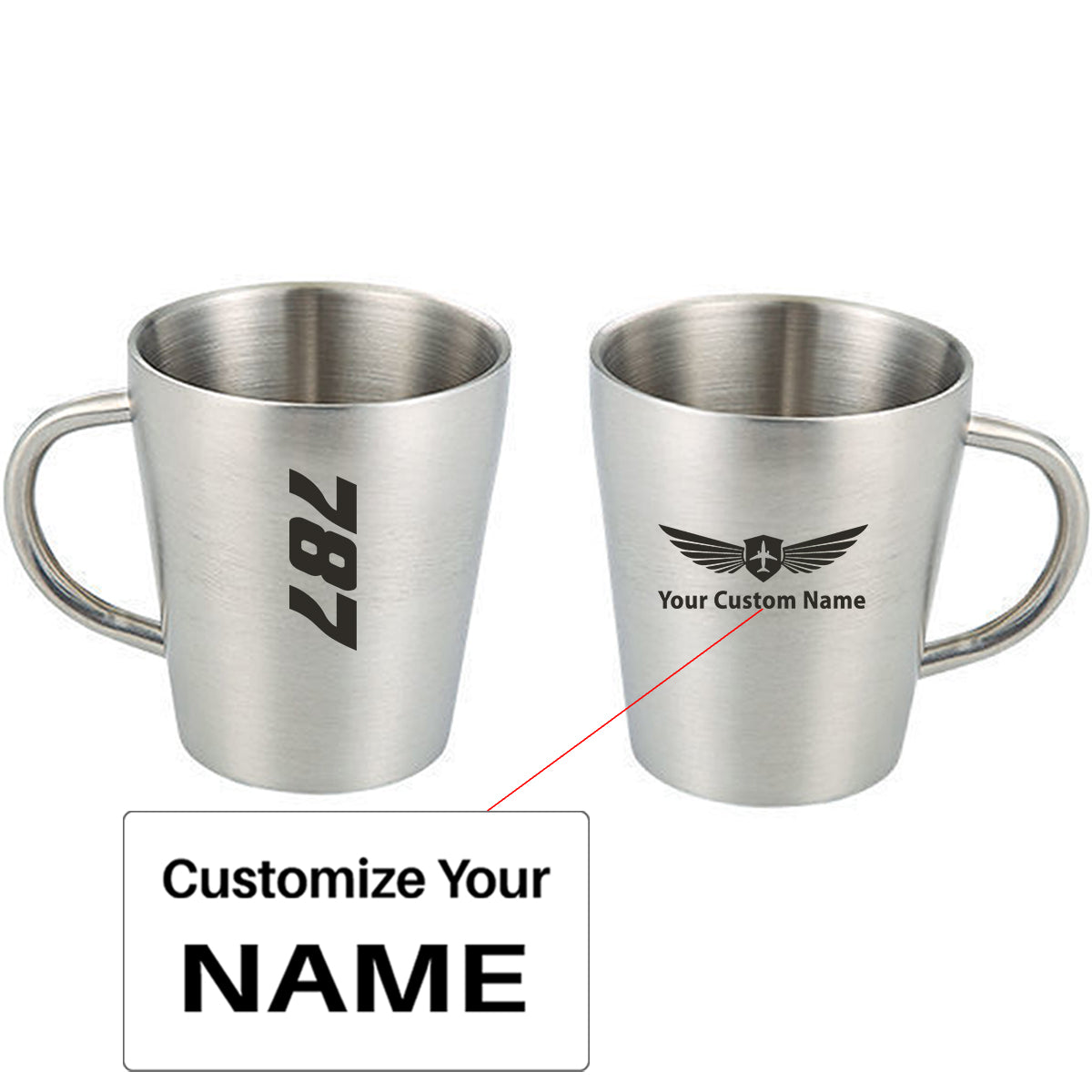 Boeing 787 Text Designed Stainless Steel Coffee Mugs