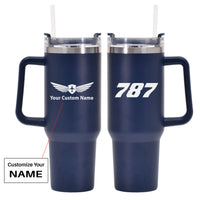 Thumbnail for 787 Flat Text Designed 40oz Stainless Steel Car Mug With Holder