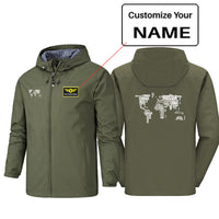 Thumbnail for World Map (Text) Designed Rain Jackets & Windbreakers