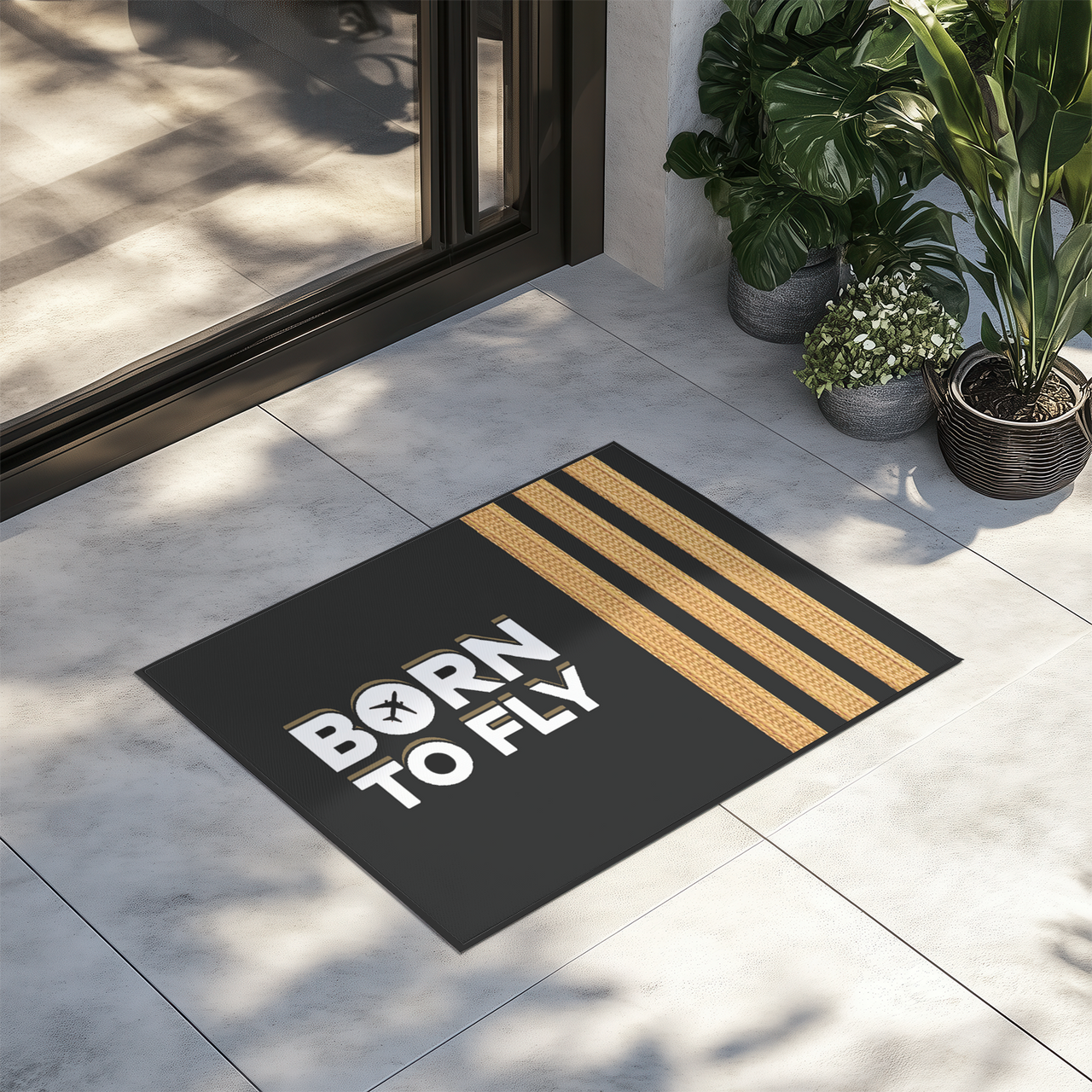 Born to Fly & Pilot Epaulettes (3 Lines) Designed Door Mats