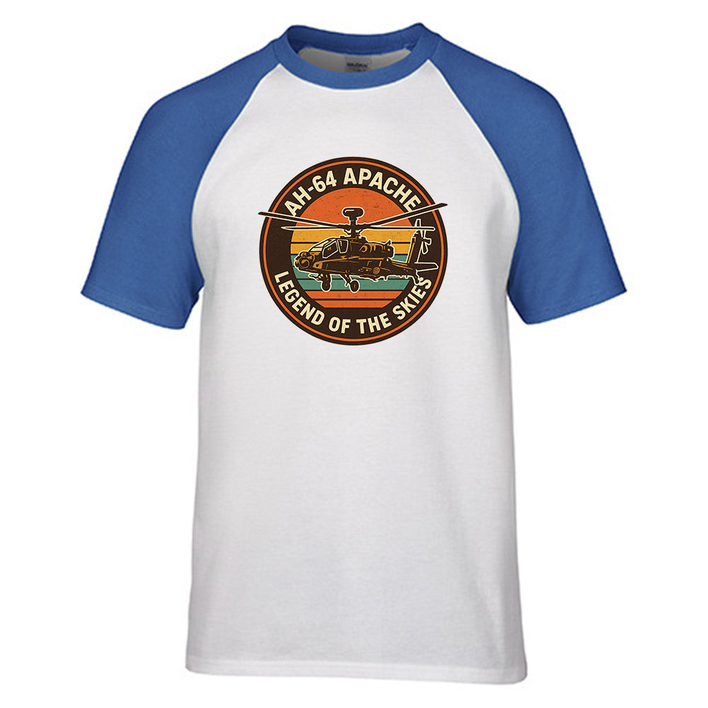 Retro Apache AH-64 Designed Raglan T-Shirts