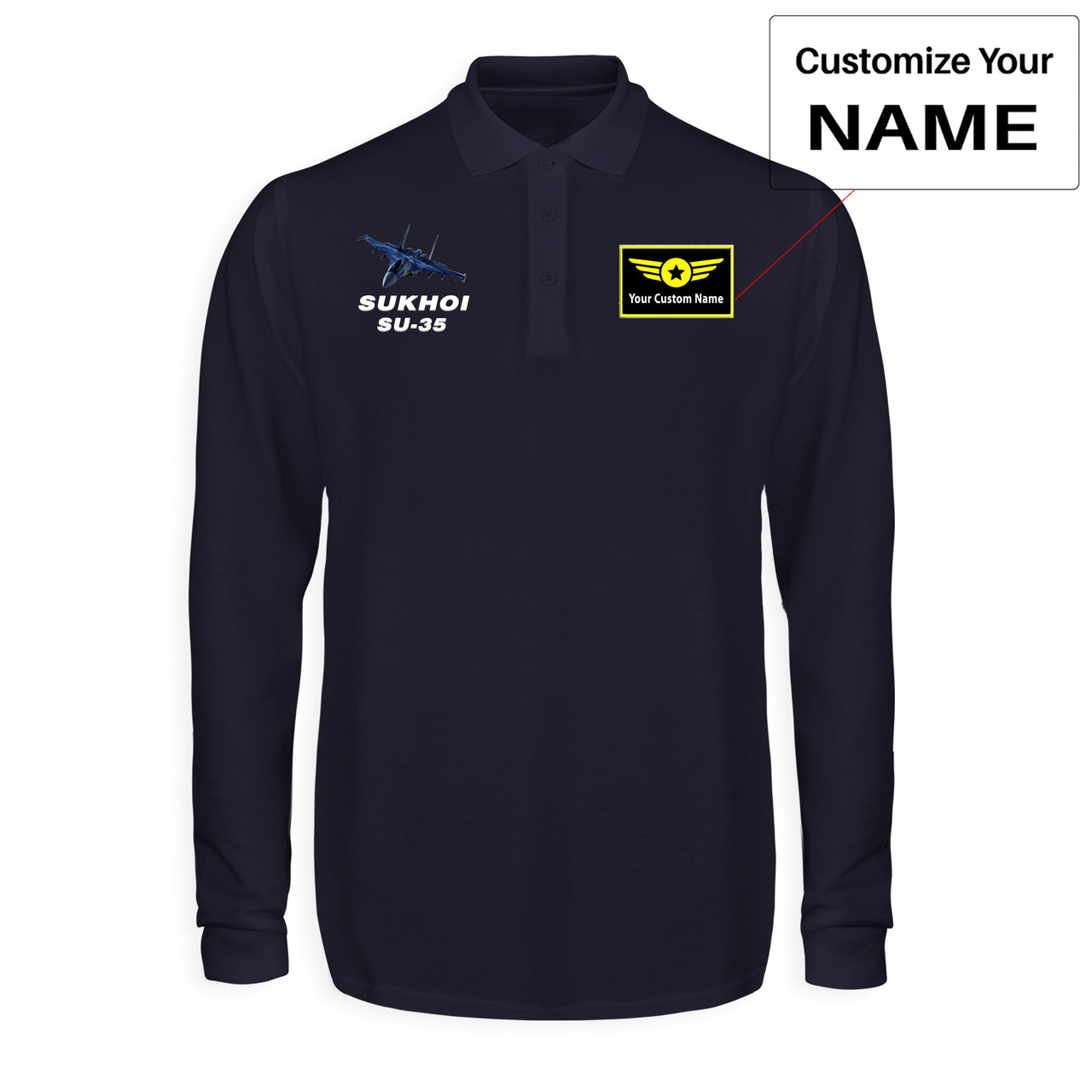 The Sukhoi SU-35 Designed Long Sleeve Polo T-Shirts