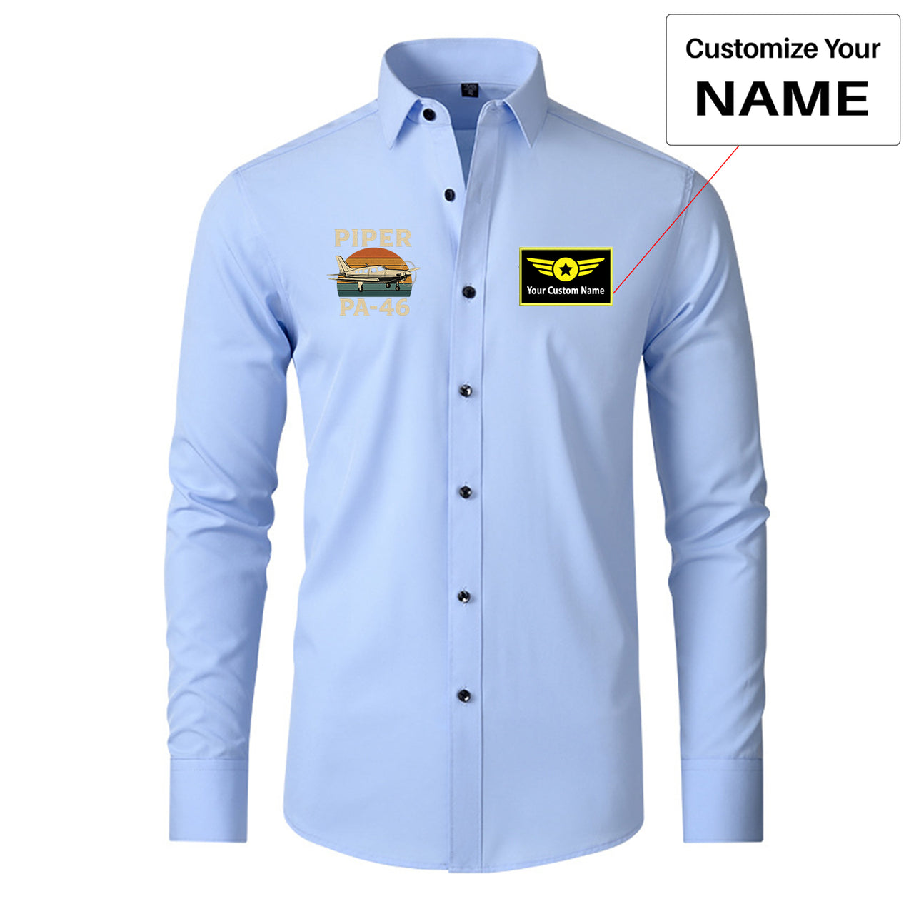 Retro Piper PA-46 Designed Long Sleeve Shirts