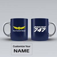 Thumbnail for Boeing 747 & Text Designed Ceramic White Mugs