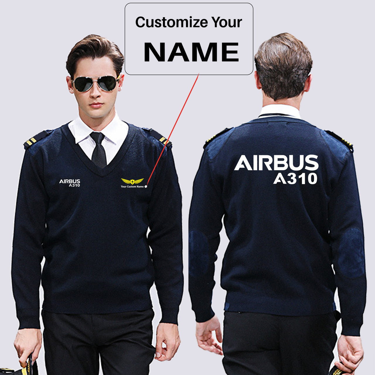 Airbus A310 & Text Designed Wool Pilot Sweaters