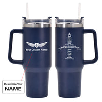 Thumbnail for Airplane Shape Aviation Alphabet Designed 40oz Stainless Steel Car Mug With Holder