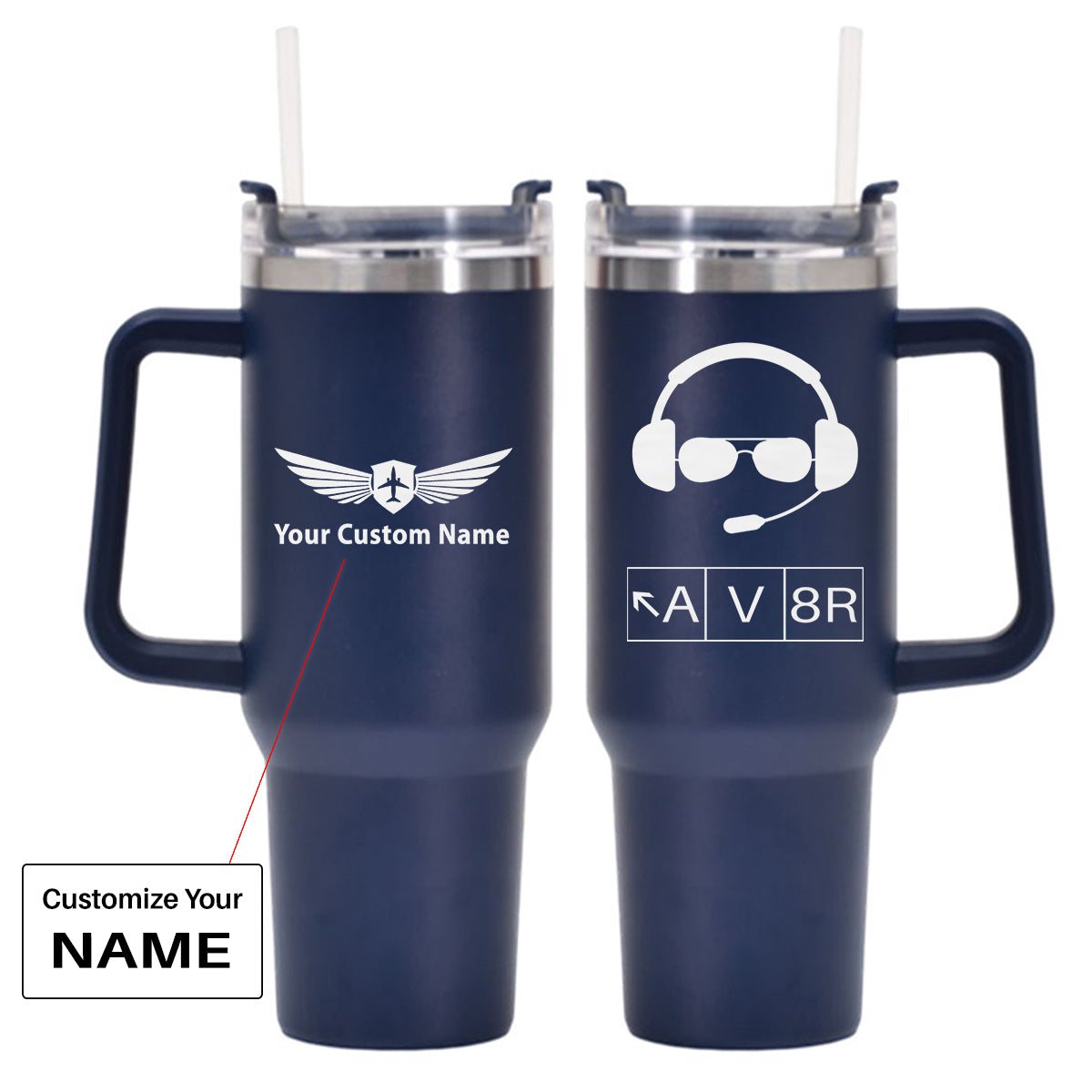 AV8R 2 Designed 40oz Stainless Steel Car Mug With Holder