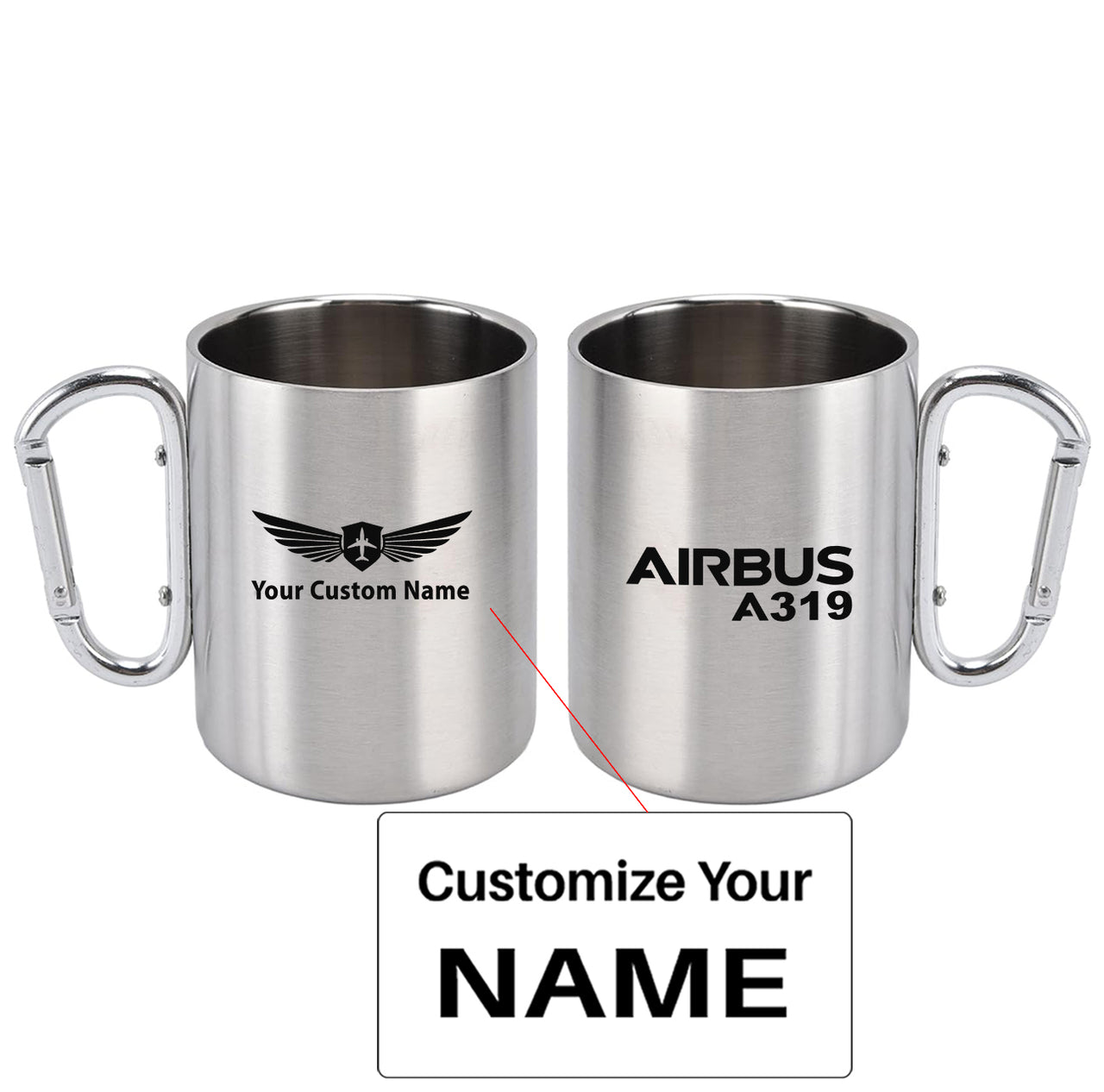 Airbus A319 & Text Designed Stainless Steel Outdoors Mugs