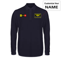Thumbnail for Eat Sleep Fly (Colourful) Designed Long Sleeve Polo T-Shirts