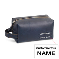 Thumbnail for Bombardier & Text Designed Leather Clutch Toiletry Bag