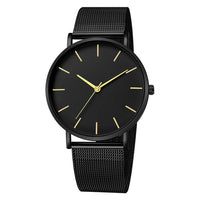 Thumbnail for Fashion Leisure Simple Ultra Thin Creative Black Stainless Steel Quartz Watches Business Wristwatch Clock