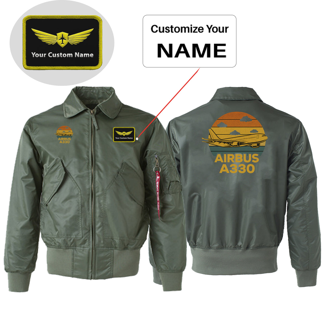 Retro Airbus A330 Designed Embroidered Patch Attachable Jackets