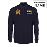 Thumbnail for Retro I'D Rather Be Flying Designed Long Sleeve Polo T-Shirts