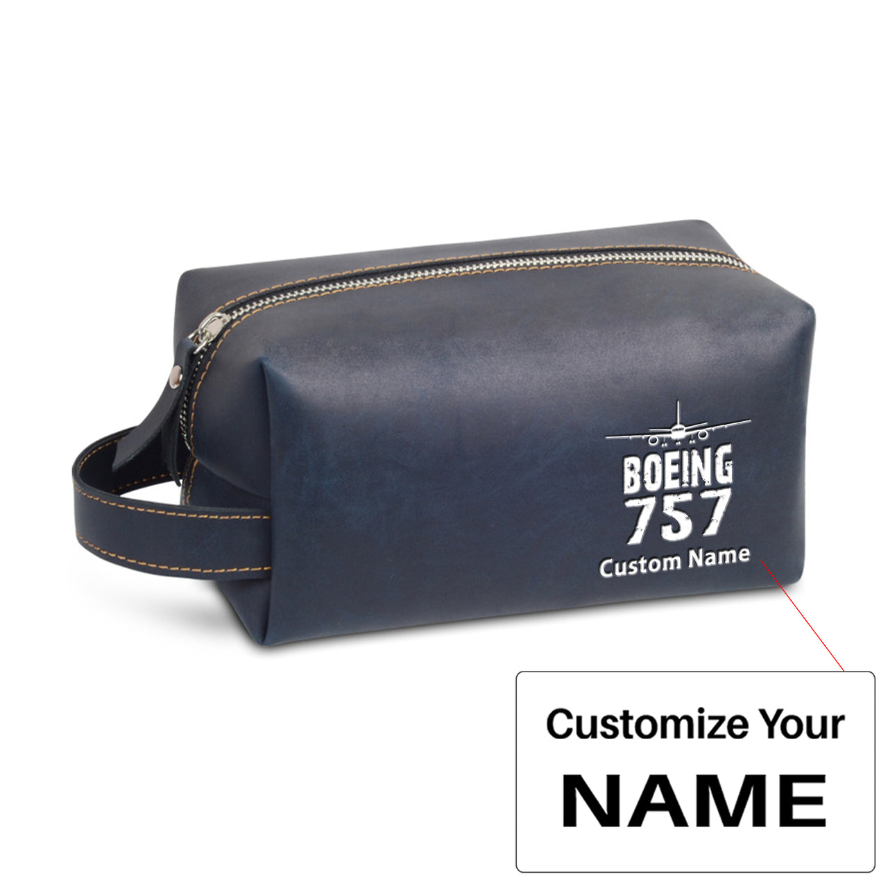 Boeing 757 & Plane Designed Leather Clutch Toiletry Bag
