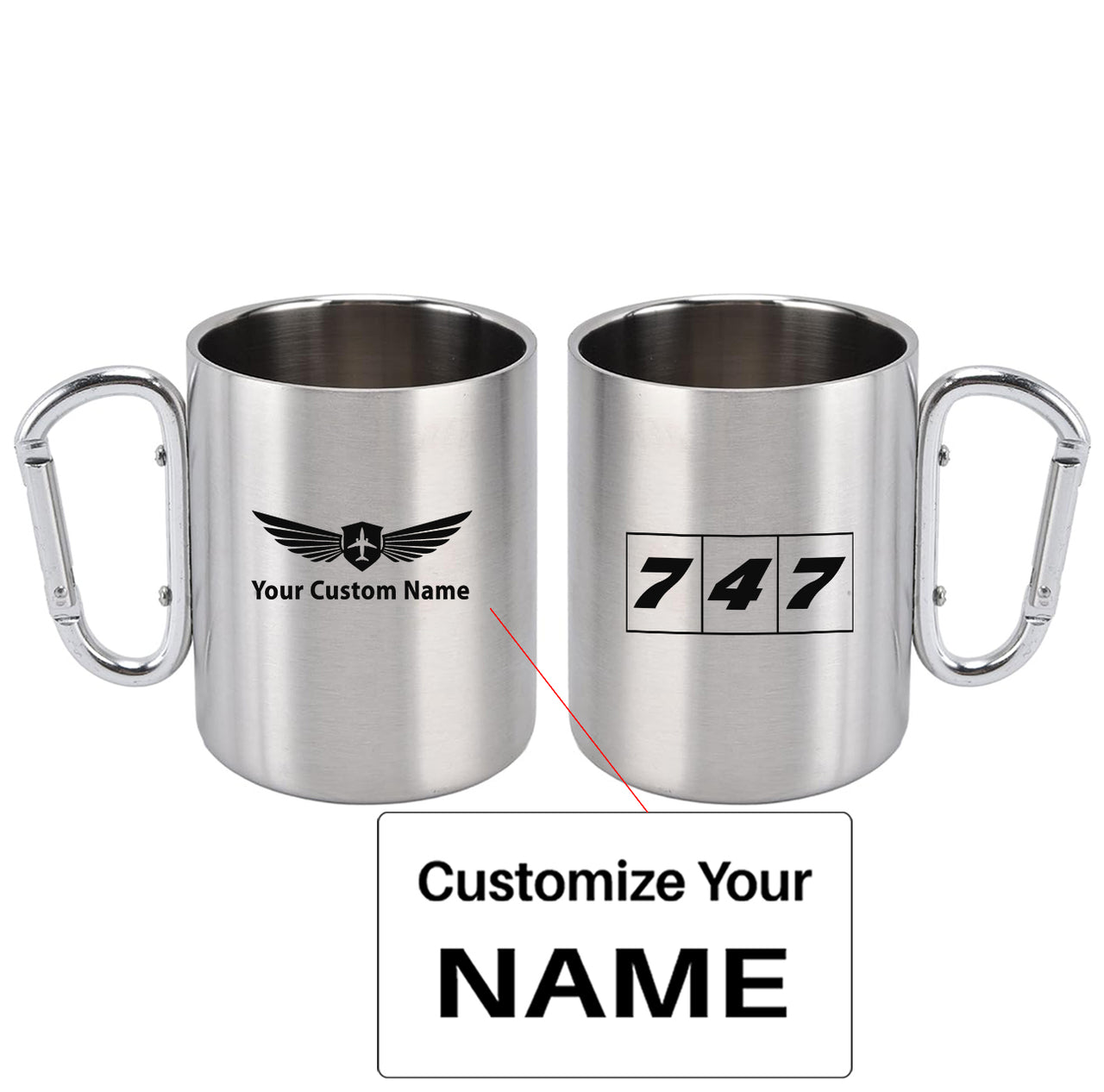 Flat Colourful 747 Designed Stainless Steel Outdoors Mugs