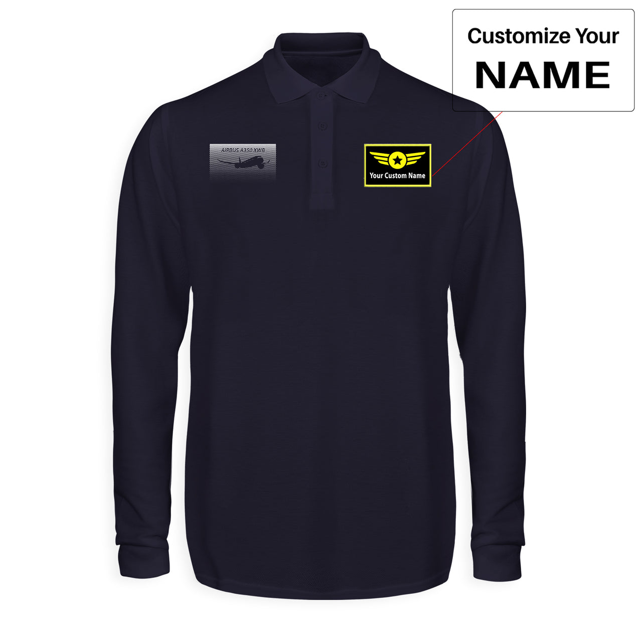 Airbus A350XWB & Dots Designed Long Sleeve Polo T-Shirts