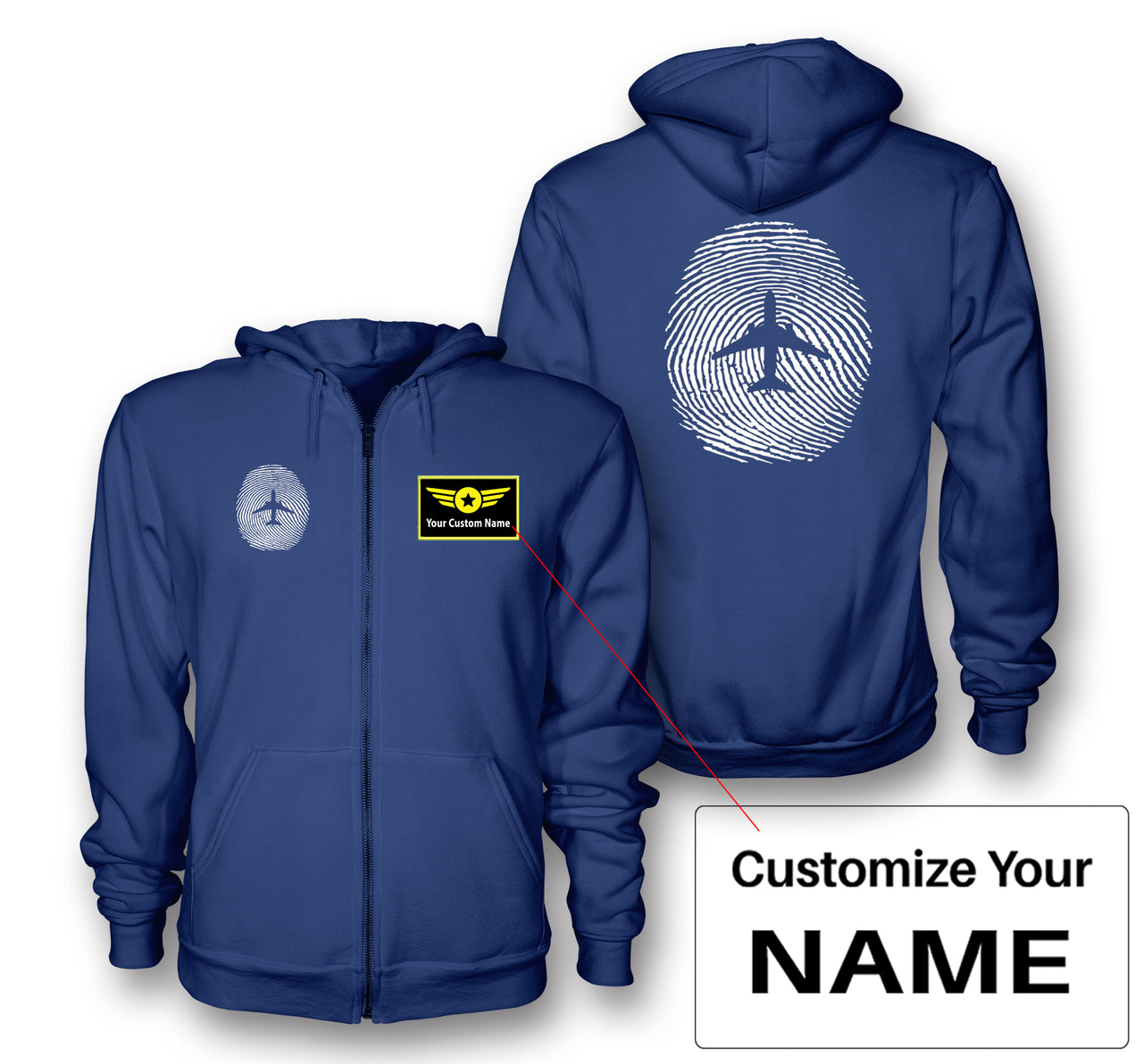 Aviation Finger Print Designed Zipped Hoodies