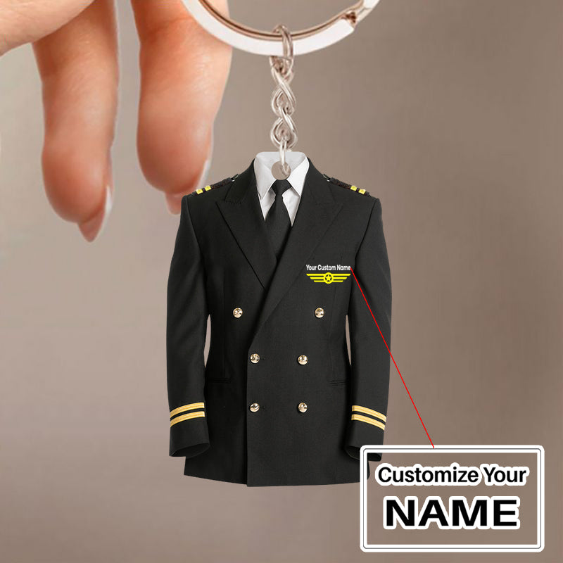 Black Pilot Suit Jackets & Coat Uniform Acrylic Keychain