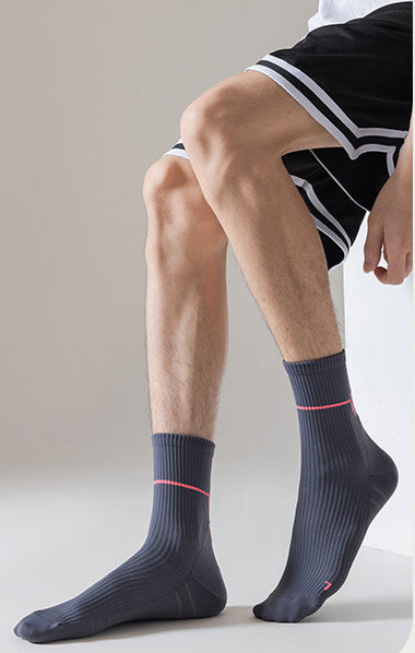 Electrocardiogram Professional sports mid-tube socks for running sweat absorbing