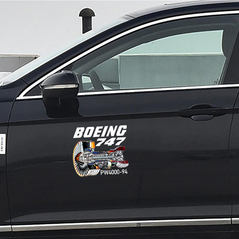 Boeing 747 & PW4000-94 Engine Designed Car Sticker