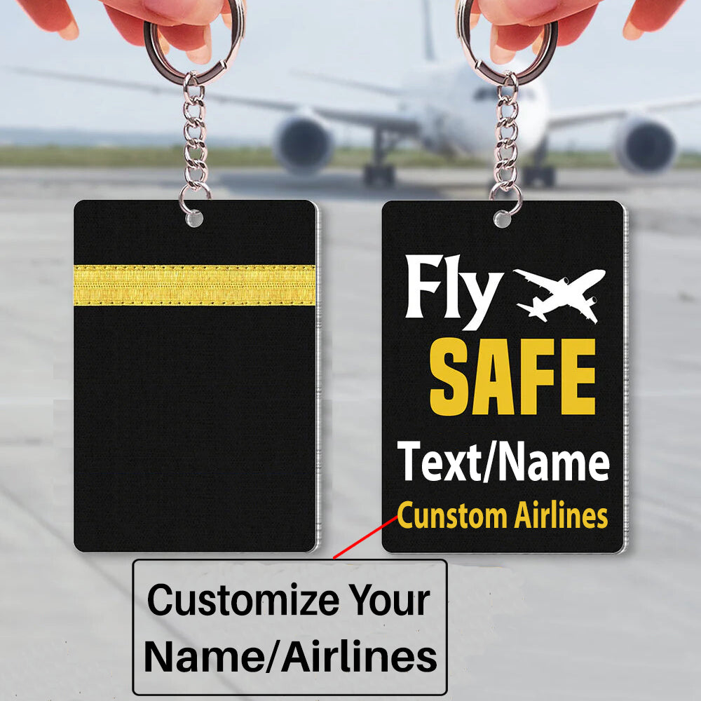 Pilot Epaulette (Golden) & Fly SAFE Uniform Acrylic Keychain