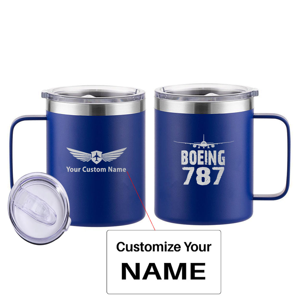 Boeing 787 & Plane Designed Stainless Steel Laser Engraved Mugs