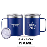 Thumbnail for Boeing 787 & Plane Designed Stainless Steel Laser Engraved Mugs