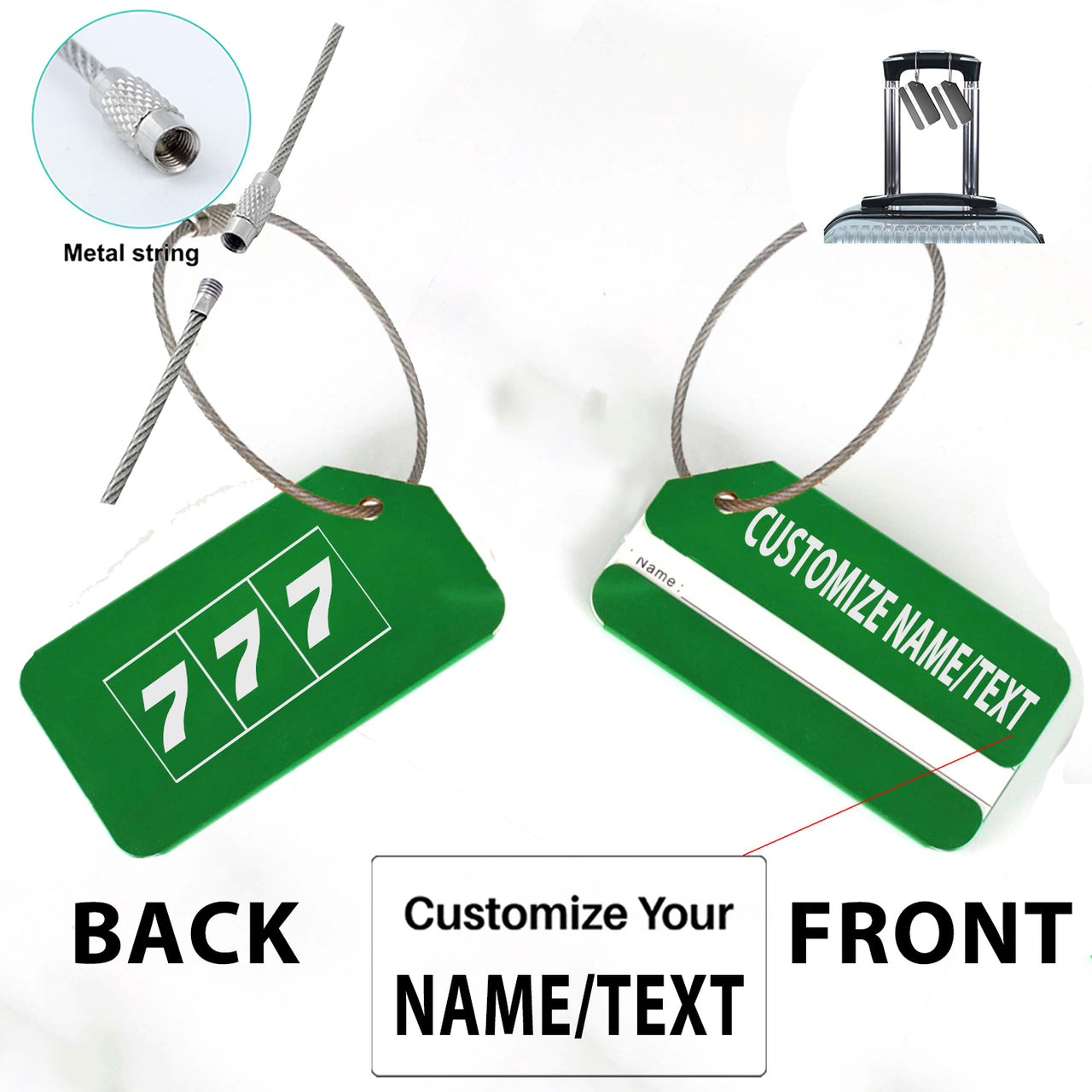 Flat Colourful 777 Designed Fashion Metal Luggage Tags