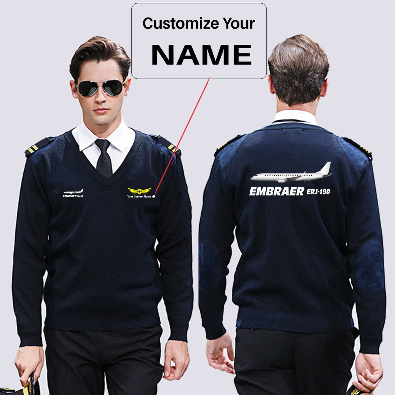 The Embraer ERJ-190 Designed Wool Pilot Sweaters